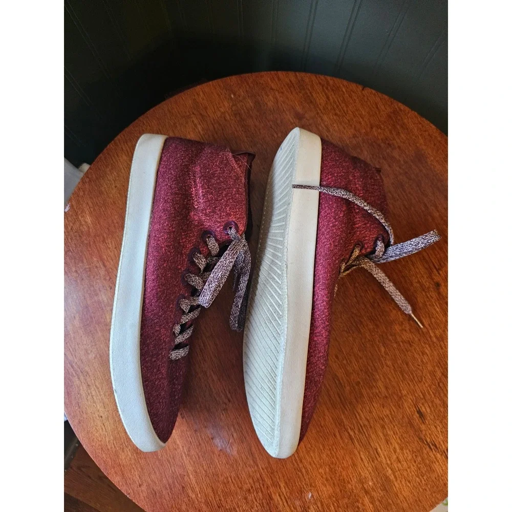 Allbirds Mens Wool Piper Mid Top Sneakers Shoes Burgundy Red size 9